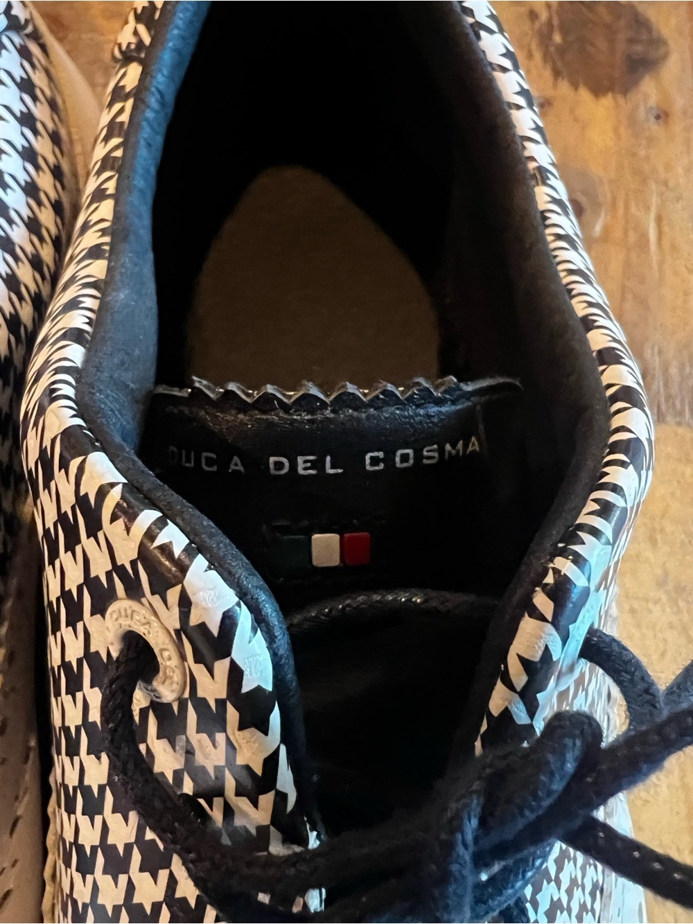 Duca del Cosma Dandy Men’s Golf Shoes Size 10 White Houndstooth Leather $258